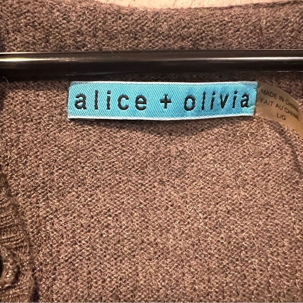 Alice & Olivia Brown Taupe Sequin Hooded Cardigan size large - Picture 11 of 16